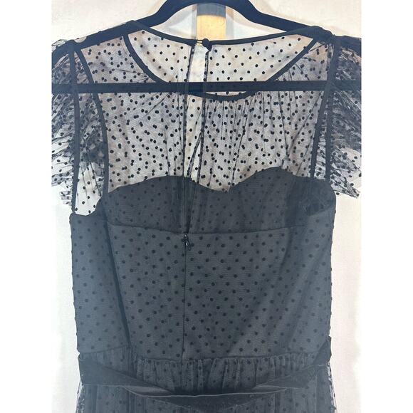 Jason Wu Dress 10 Illusion Mesh Midi Black Polka Dot Classic Party Holiday A1 - Picture 5 of 9